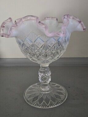 Fenton Diamond Lace French  Compote